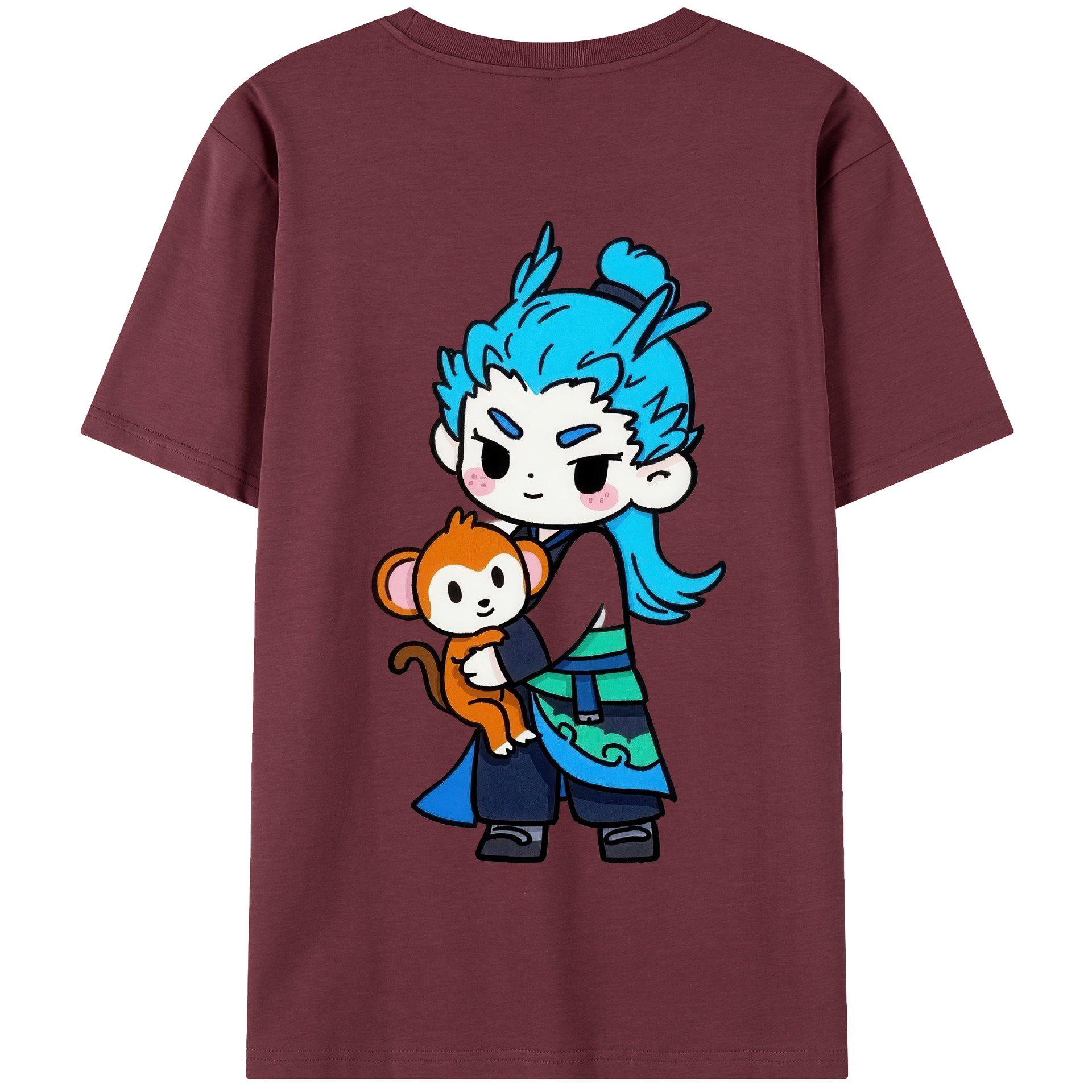 （画像用） Ne Zha 2 ナタ 魔童の大暴れ 綿100％半袖Tシャツ（背面プリント）